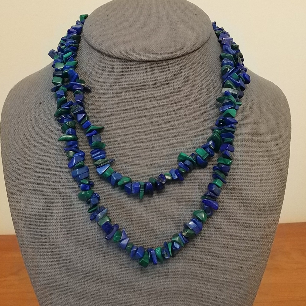 Sodalite & Malachite long necklace